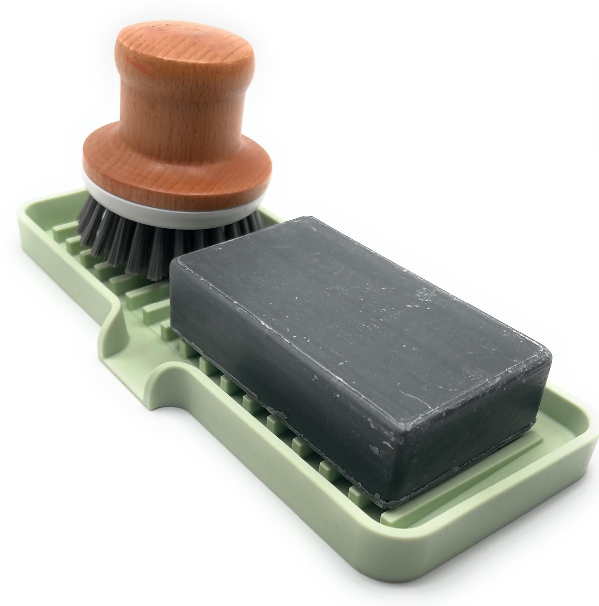 Silicone Soap Dish Tray and Sponge Holder with Drain Chute