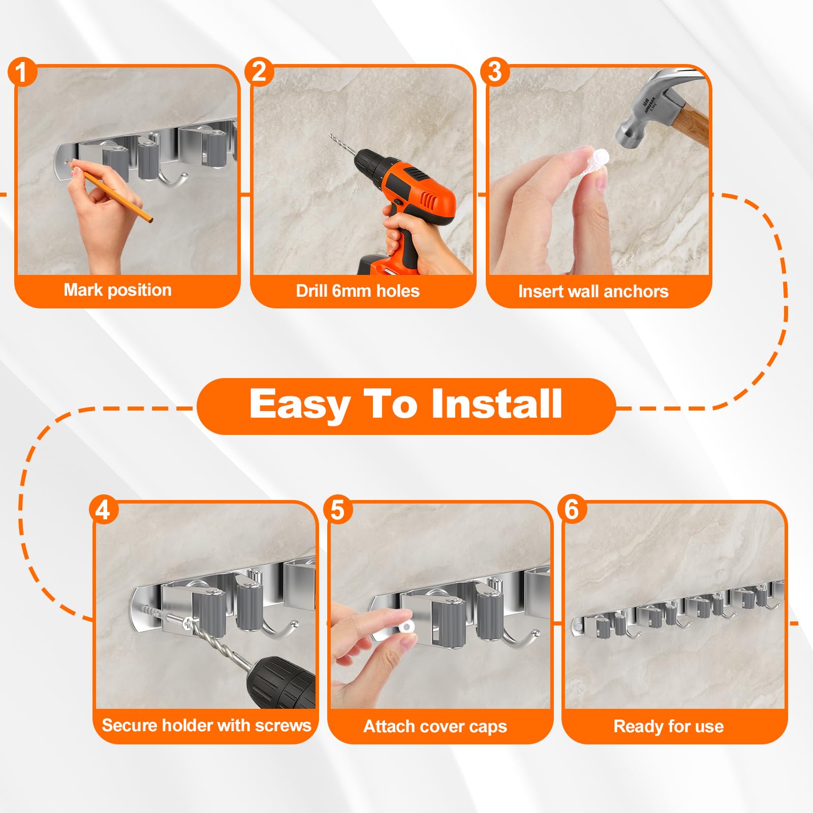 Broom Holder Wall Mount Mop Organizer