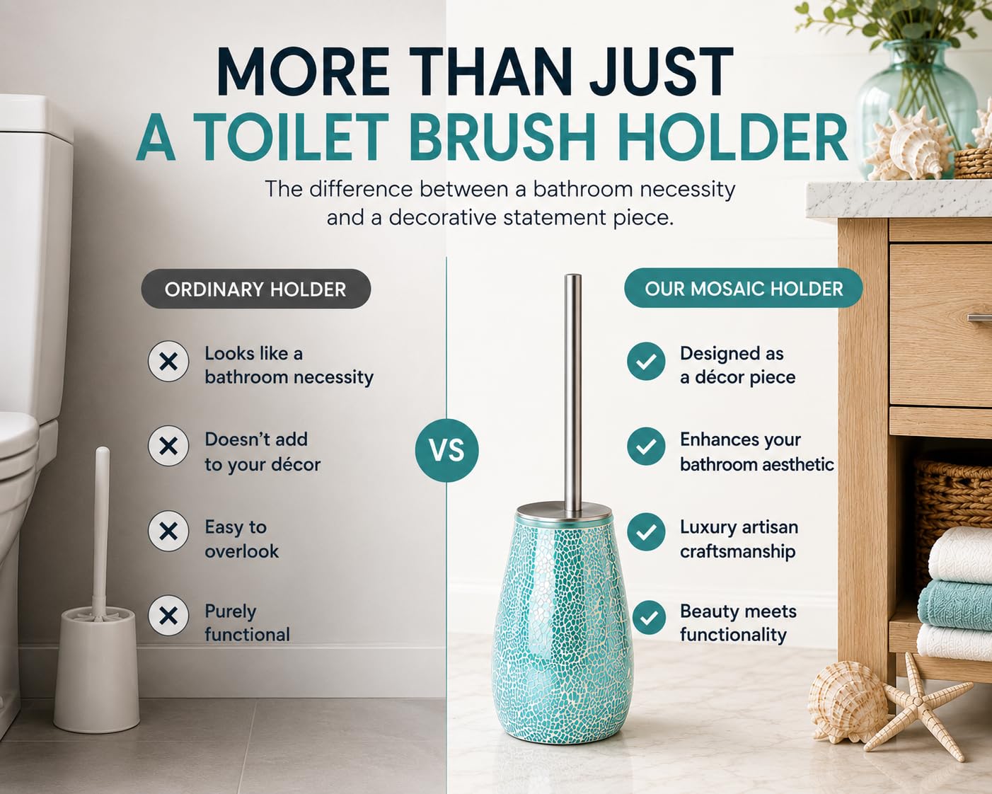 Turquoise Green Toilet Brush and Holder Set