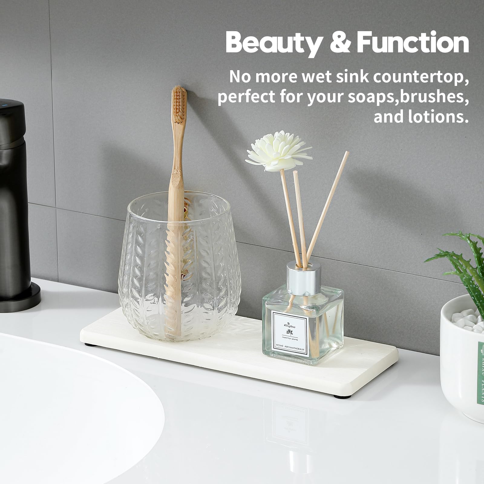 2PCS White Water Absorbing Diatomite Stone Drying Soap Dish Sink Vanity Tray for Bathroom (2 Count)