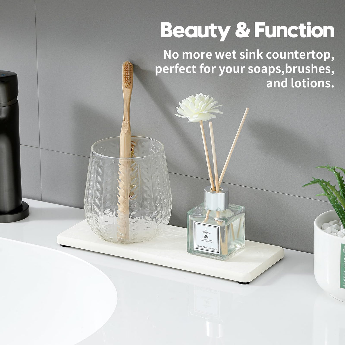 2PCS 10"x 5" Large Bathroom Sink Vanity Trays (2 Count)