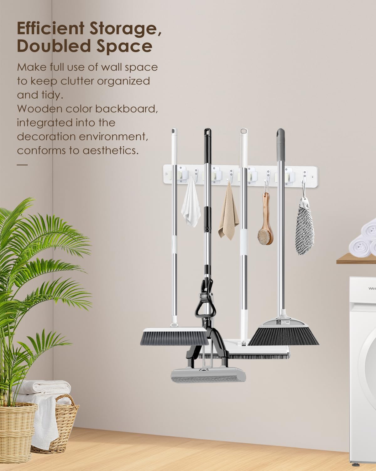 White Broom Holder Wall Mount