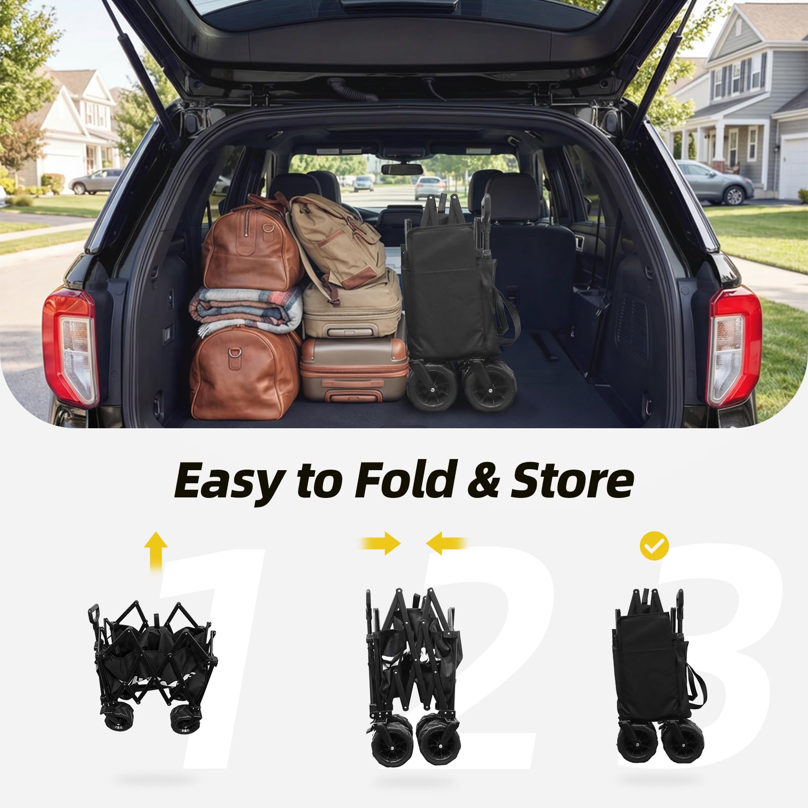 Wagons Carts Foldable Heavy Duty with 400Lbs Wt