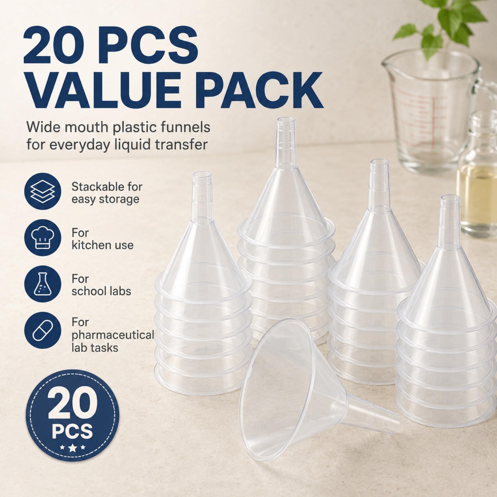 20 PCS Plastic Funnels Set