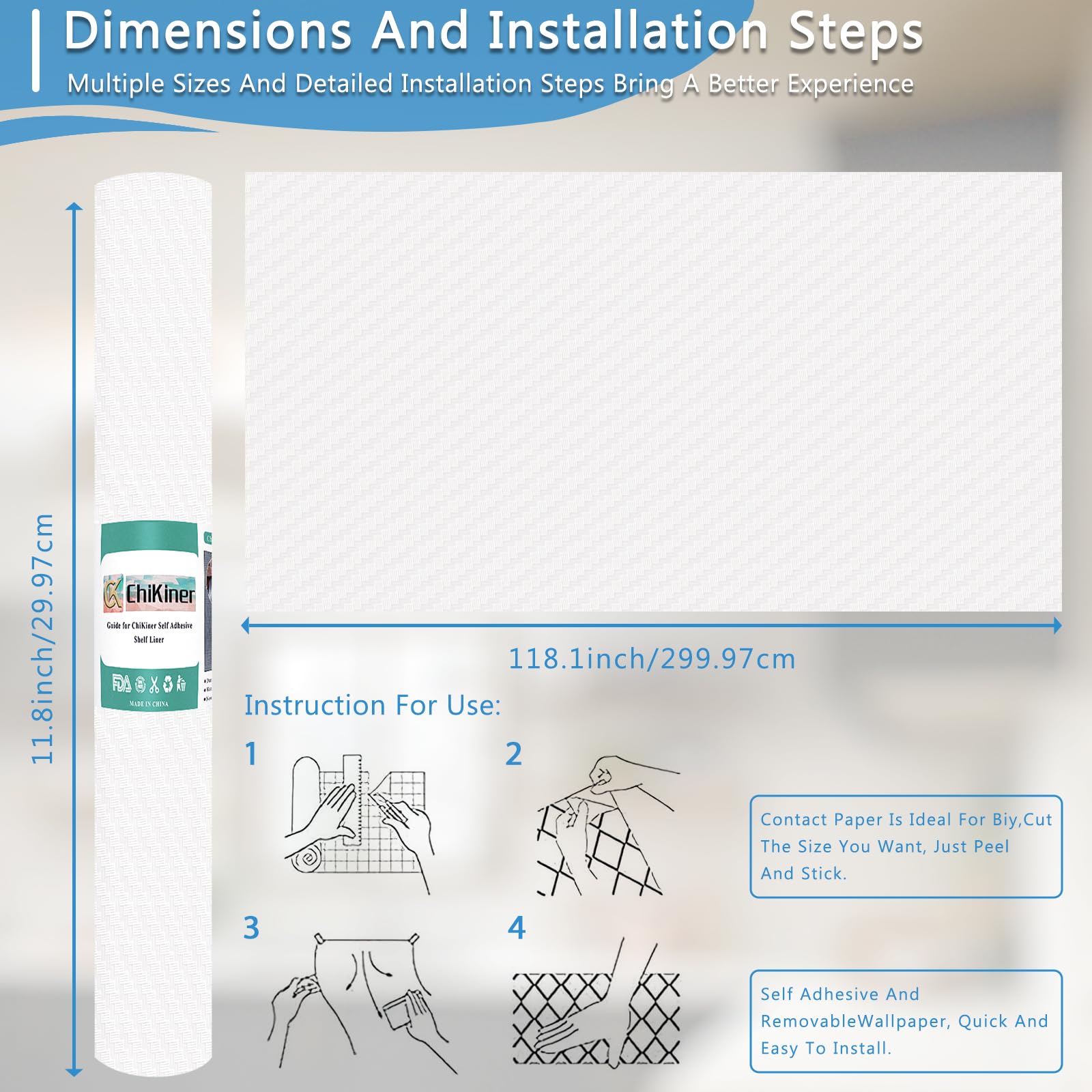 Self Adhesive Shelf Liner Kitchen Liner (1380.68 sq in sq in)