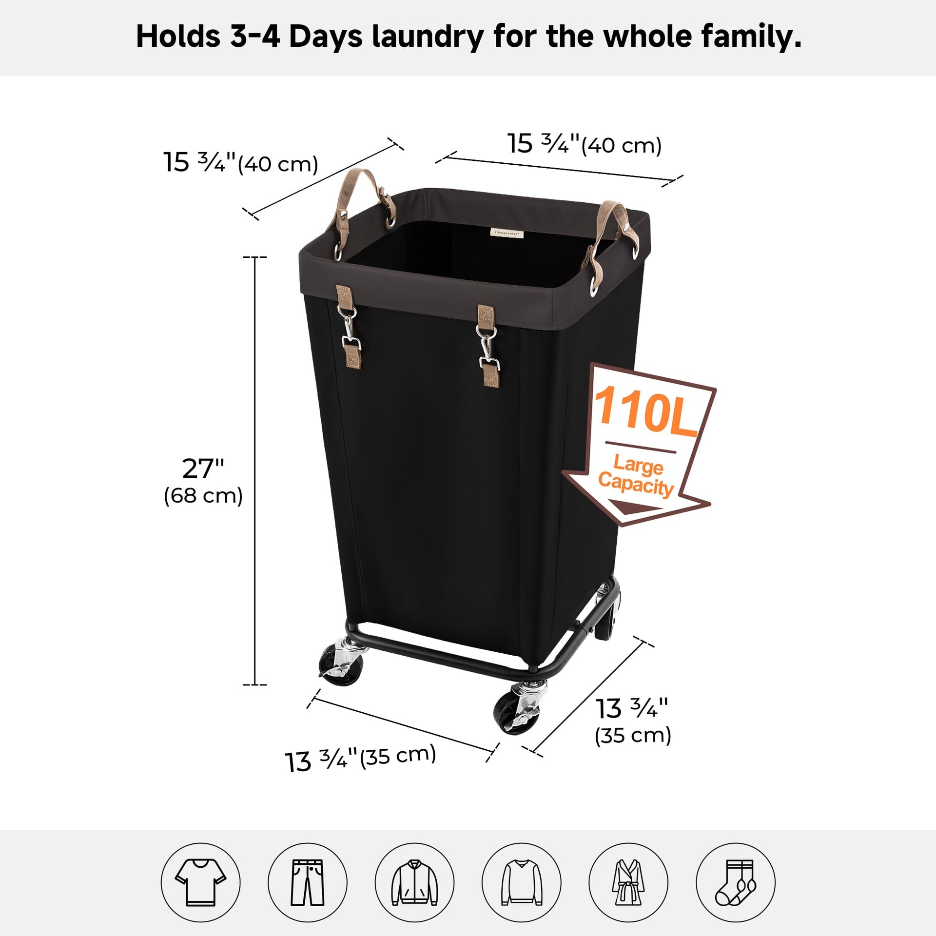 110L Laundry Basket with Wheels
