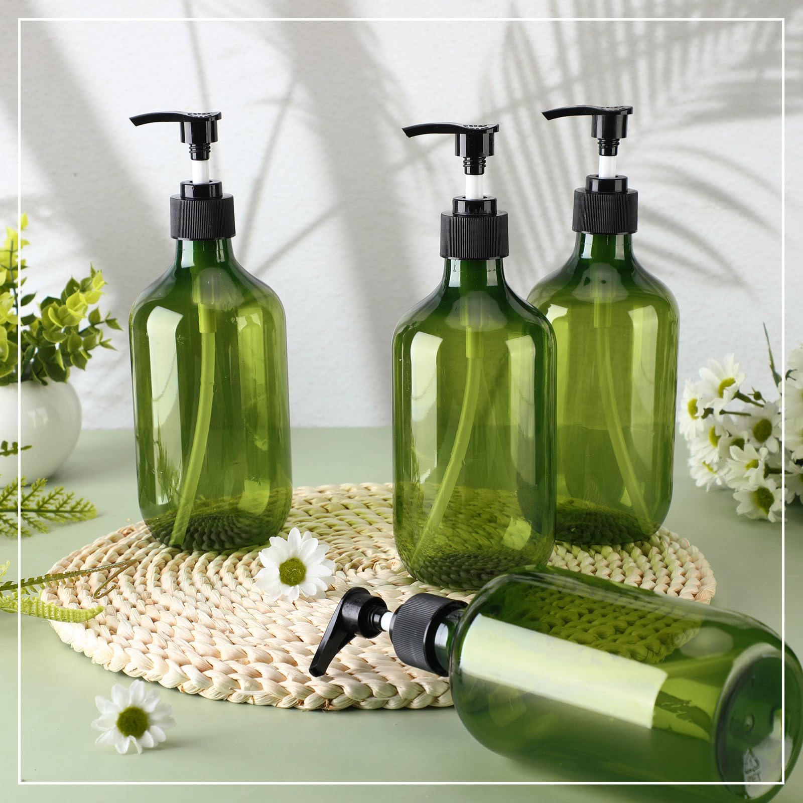 12 Pack Green Plastic Pump Bottles Soap Dispenser (12 Count)