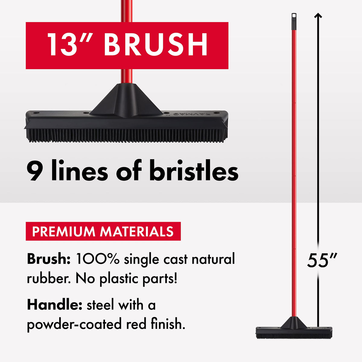 Pet Hair Remover Rubber Broom with Built in Squeegee