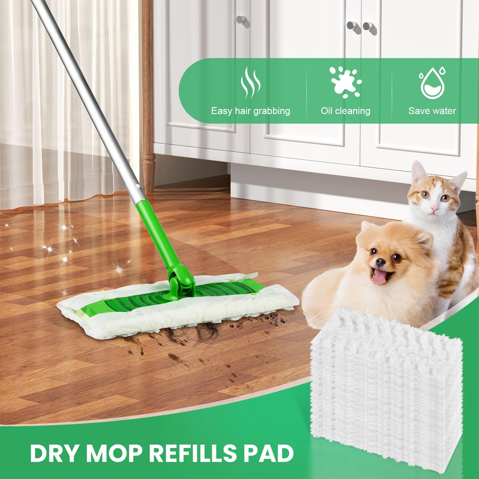 60 Count Swiffer Dry Cloths Compatible with Swiffer Sweeper Mop