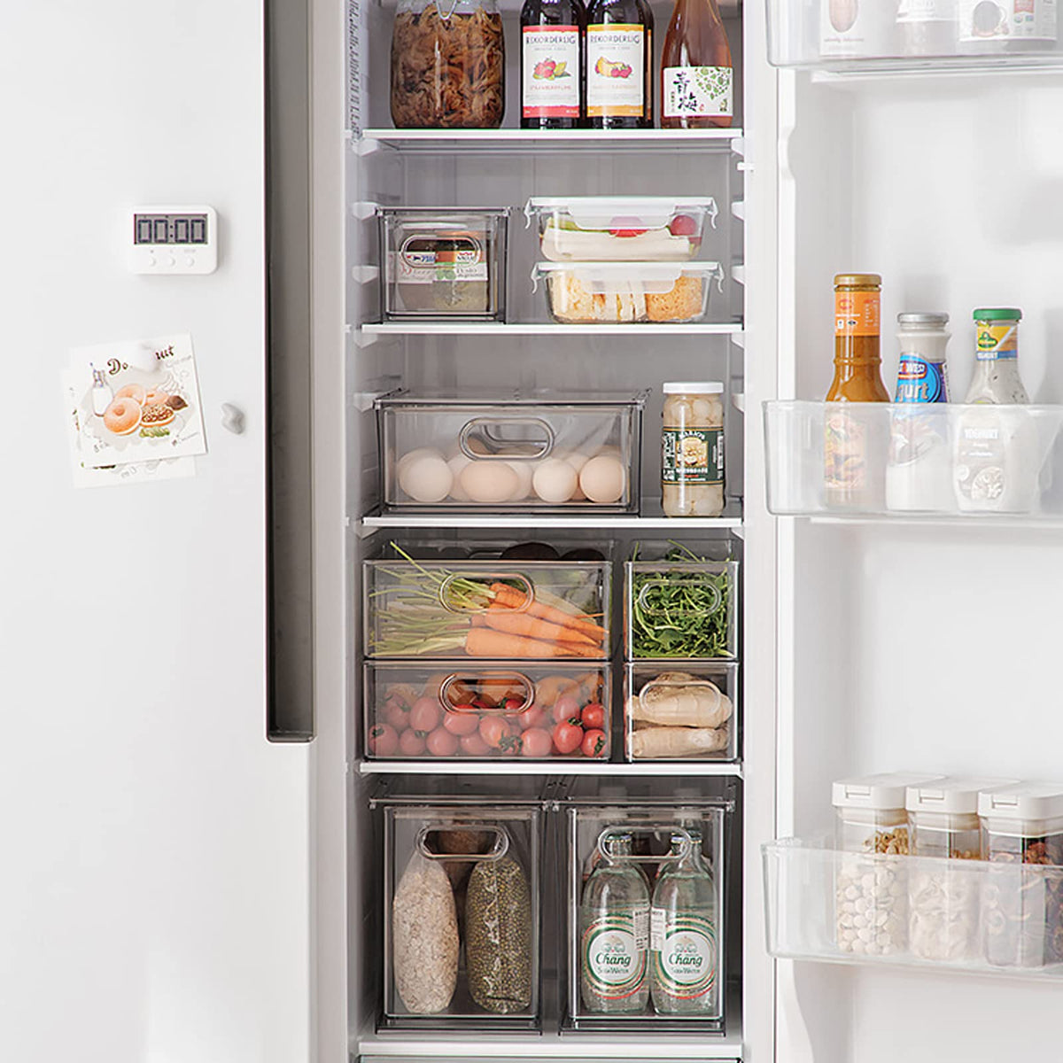 4 pack Stackable Fridge Drawers Pull