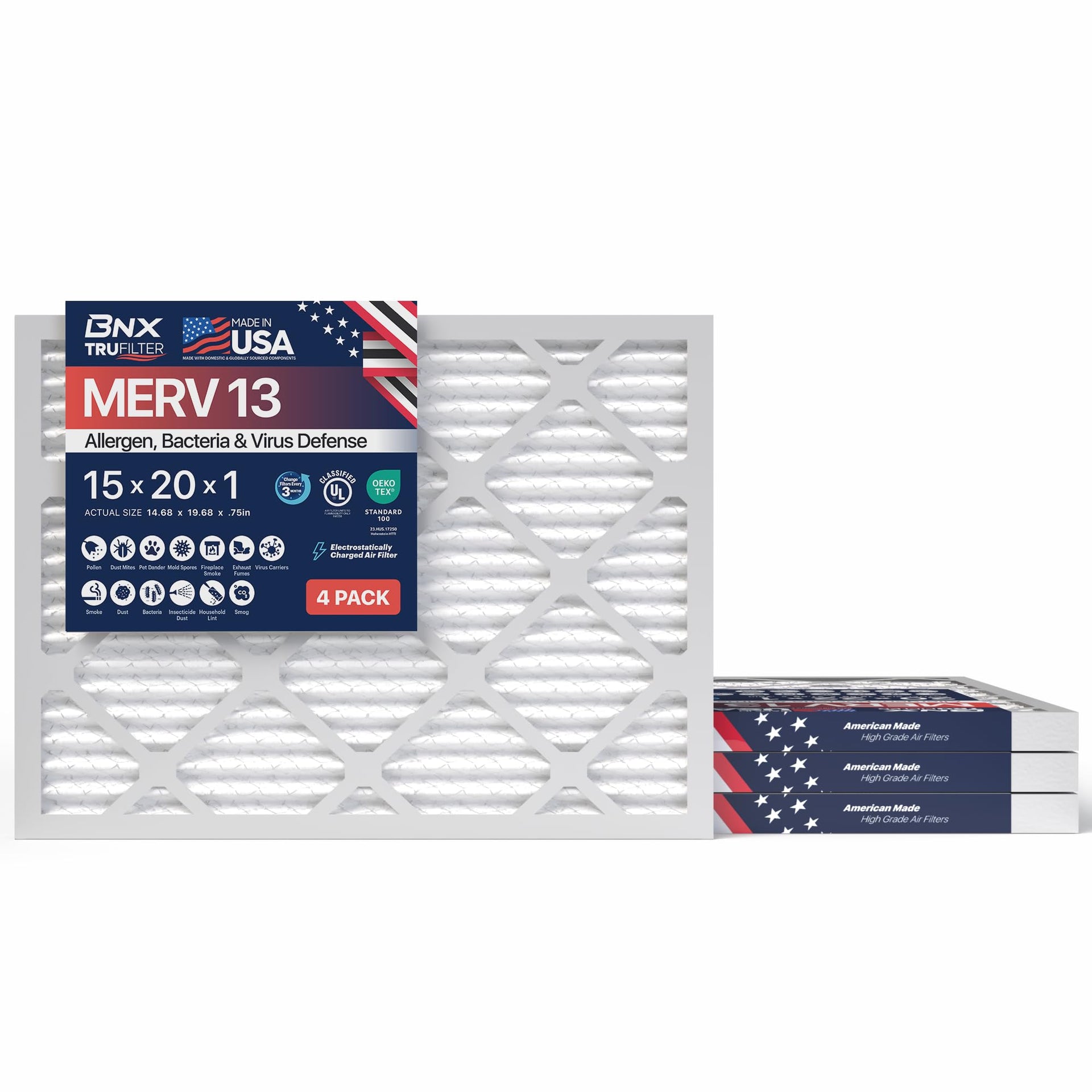 TruFilter 15x20x1 Air Filter MERV 13 (4 Count)