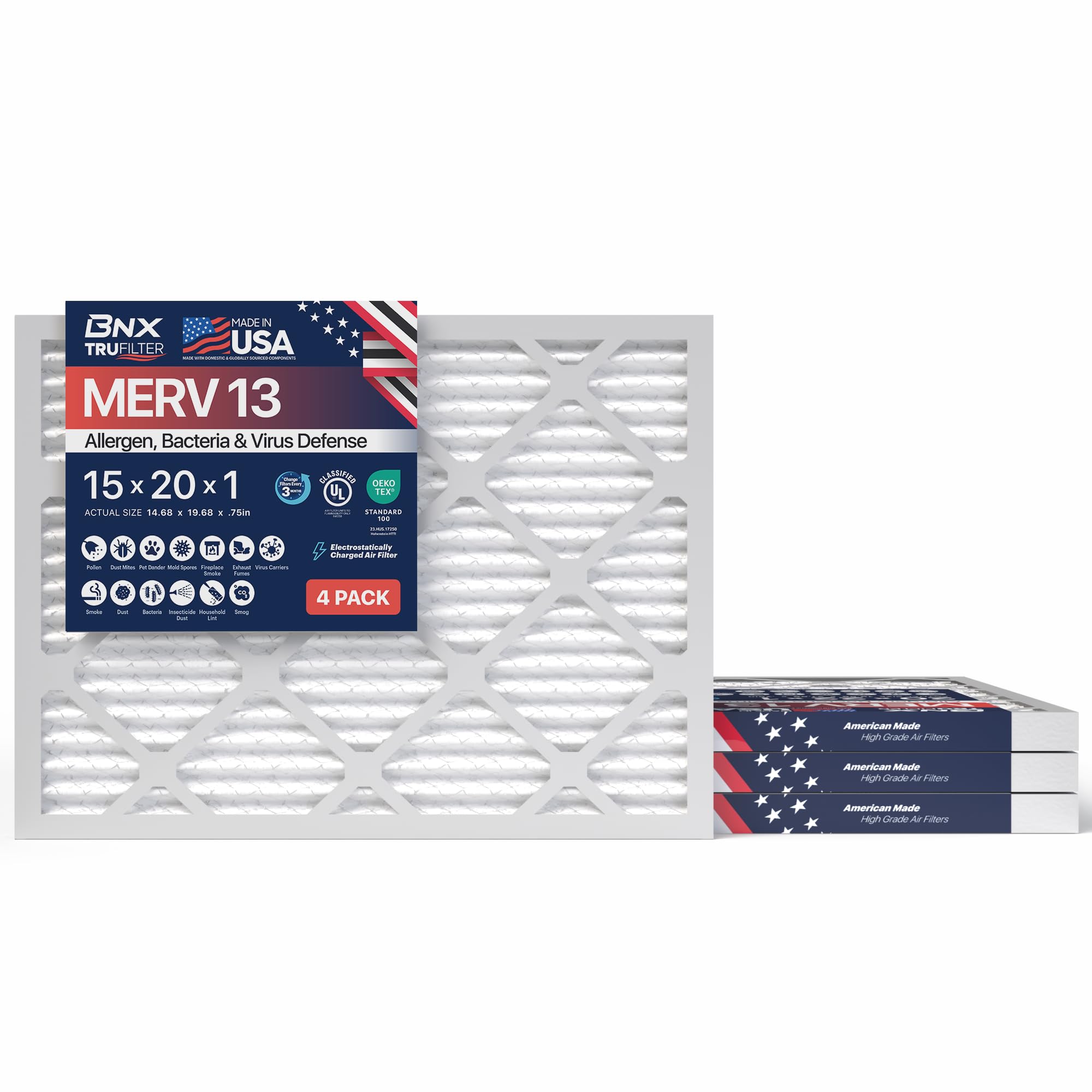 TruFilter 15x20x1 Air Filter MERV 13 (4 Count)