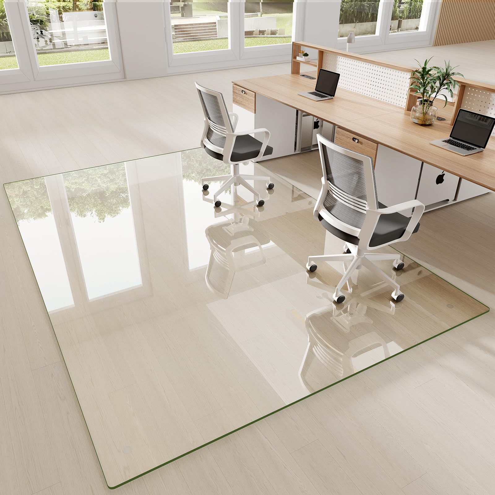 Tempered Glass] 60" x 80" Glass Office Chair Mat for Carpet