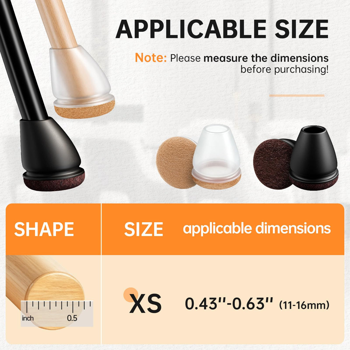 8 Pcs Small Silicone Chair Leg Sliders for Hardwood Floors (8 Count)