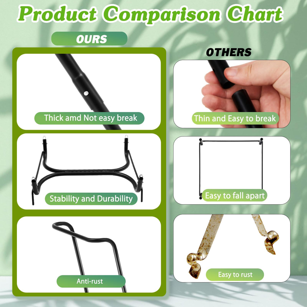 2 Pieces Metal Leaf Bag Holder Stand Portable Trash Bag Holder Frame Outdoor Holds 30 (2 Count)