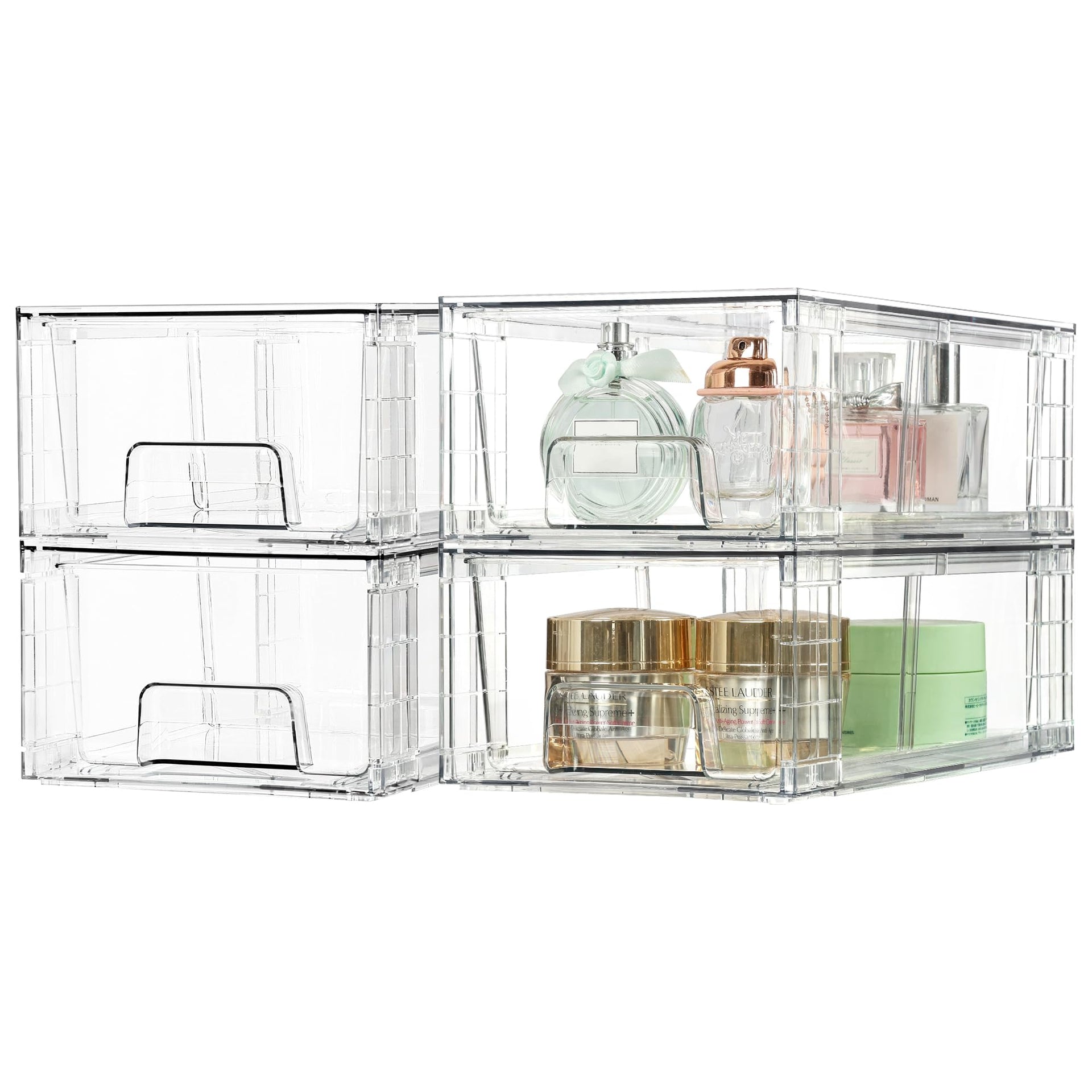 8 Pack Stackable Clear Drawer with Dividers (8 Count)