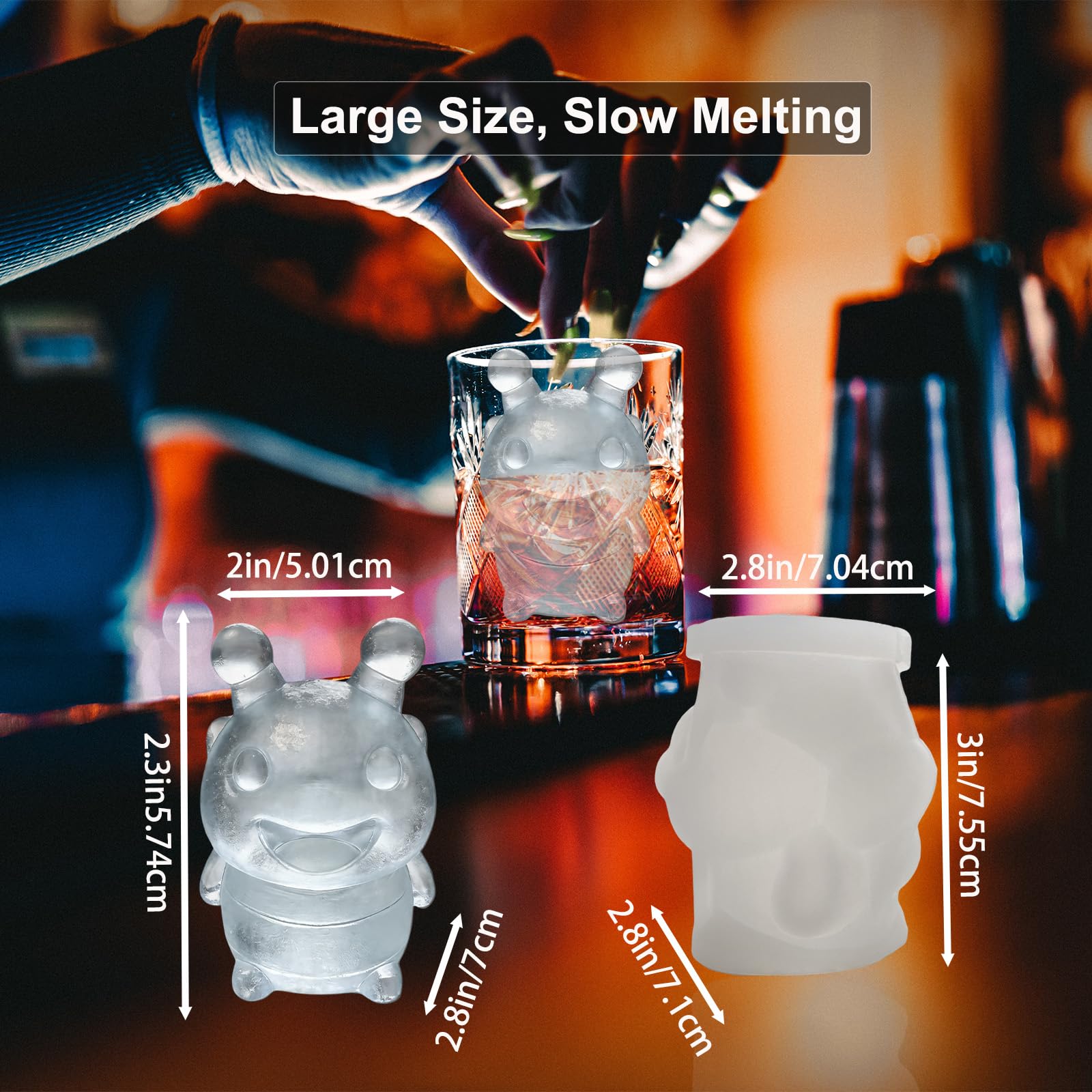 3D Bee Ice Cube Silicone Molds Tray for Whiskey (2 Count)