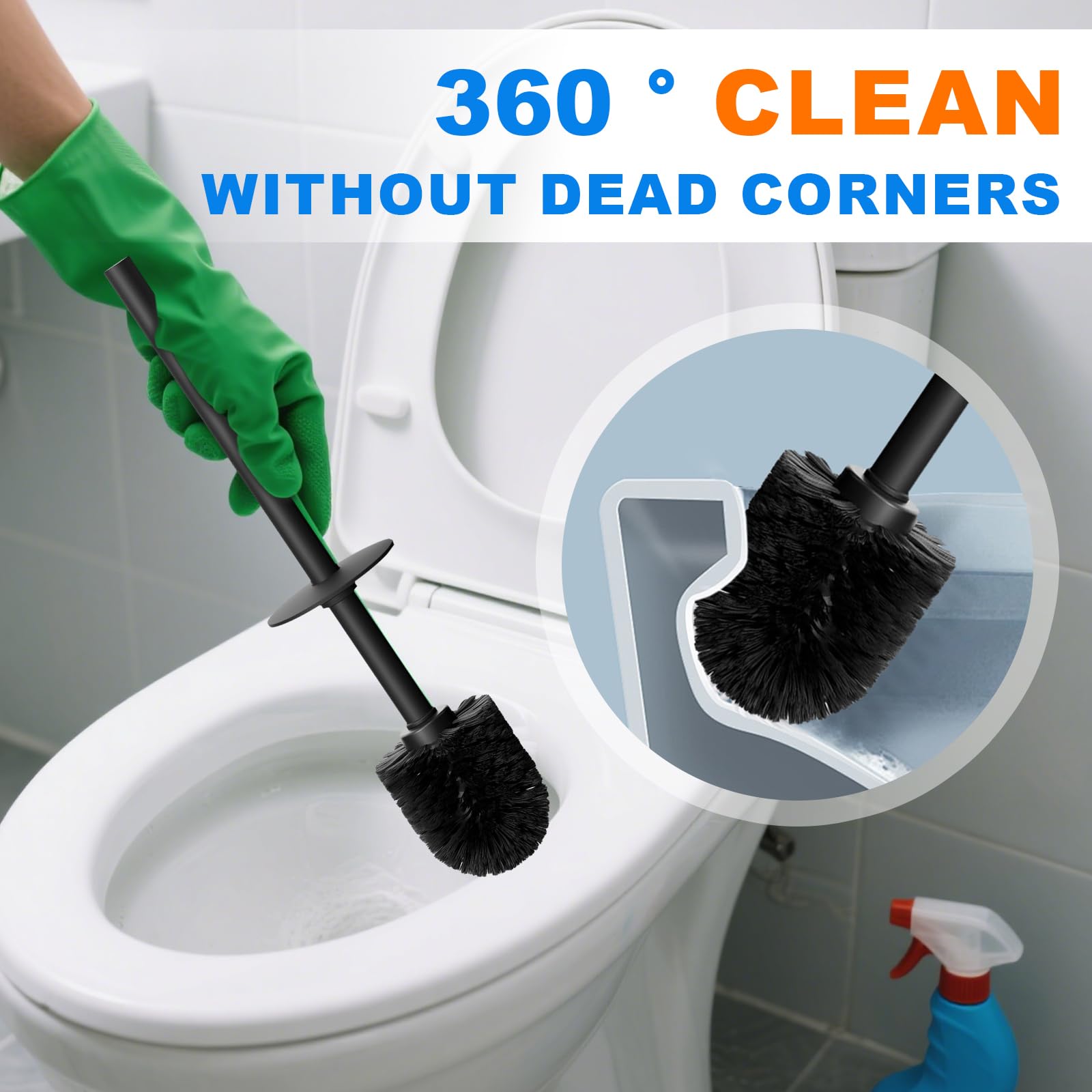304 Stainless Steel Toilet Bowl Cleaner Brush and Holder Set