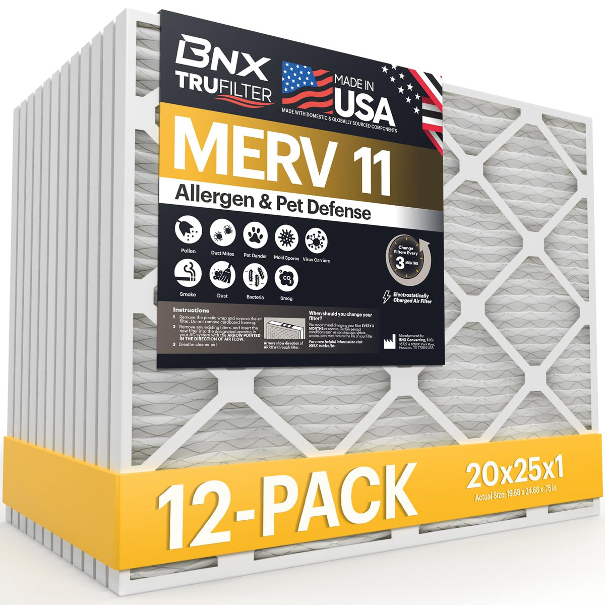 TruFilter 20x25x1 Air Filter MERV 11 (12 Count)