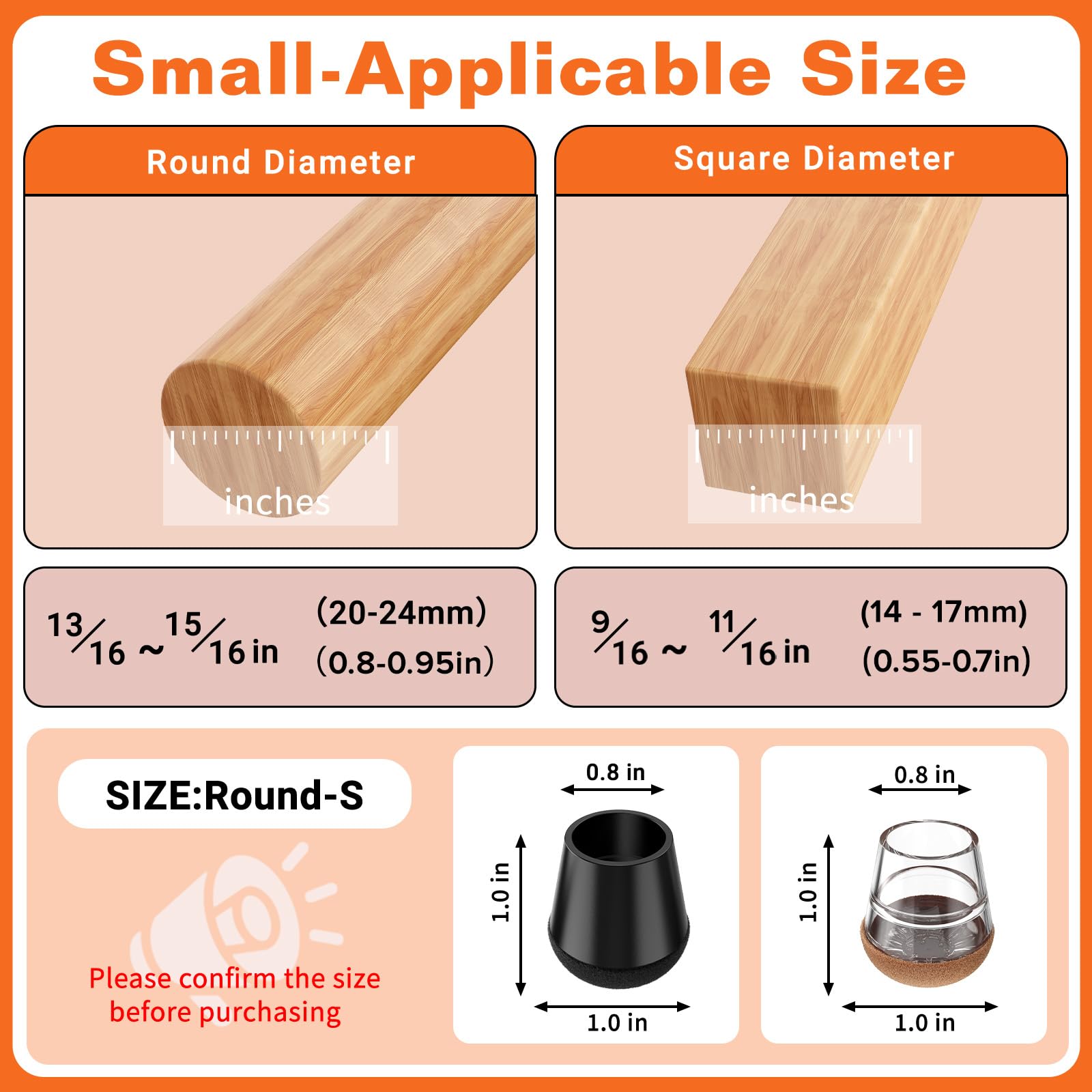 Round Chair Leg Floor Protectors for Hardwood Floors Small 24pcs (24 Count)