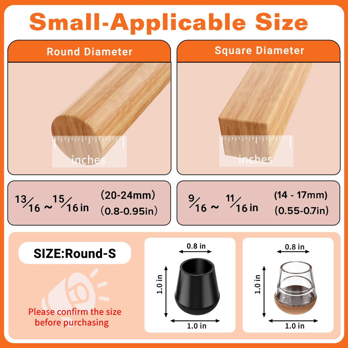 Round Chair Leg Floor Protectors for Hardwood Floors Small 24pcs (24 Count)