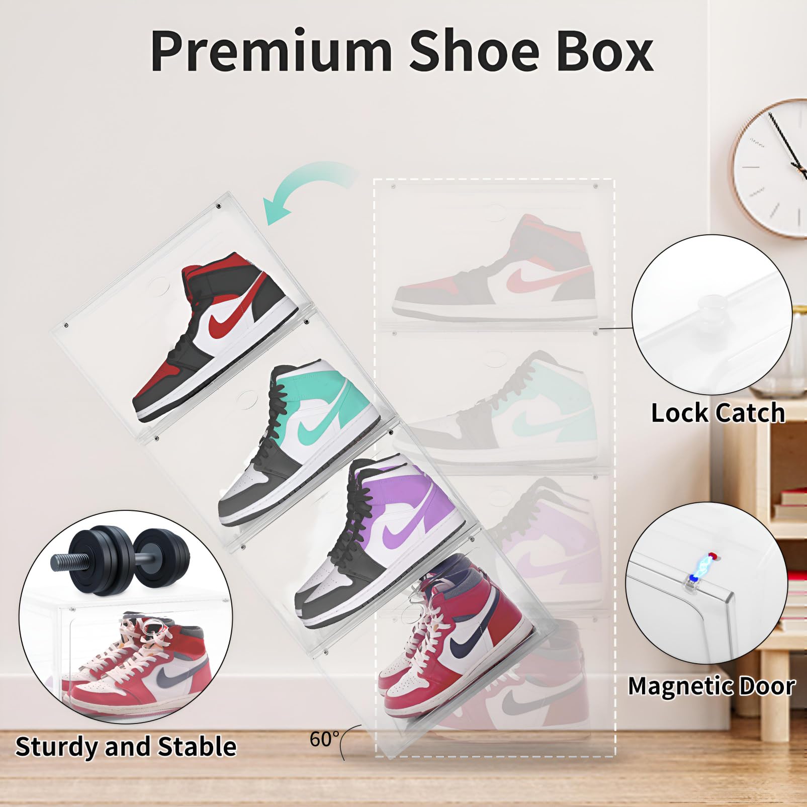 Large Clear Plastic Stackable Shoe Boxes 8 (8 Count)