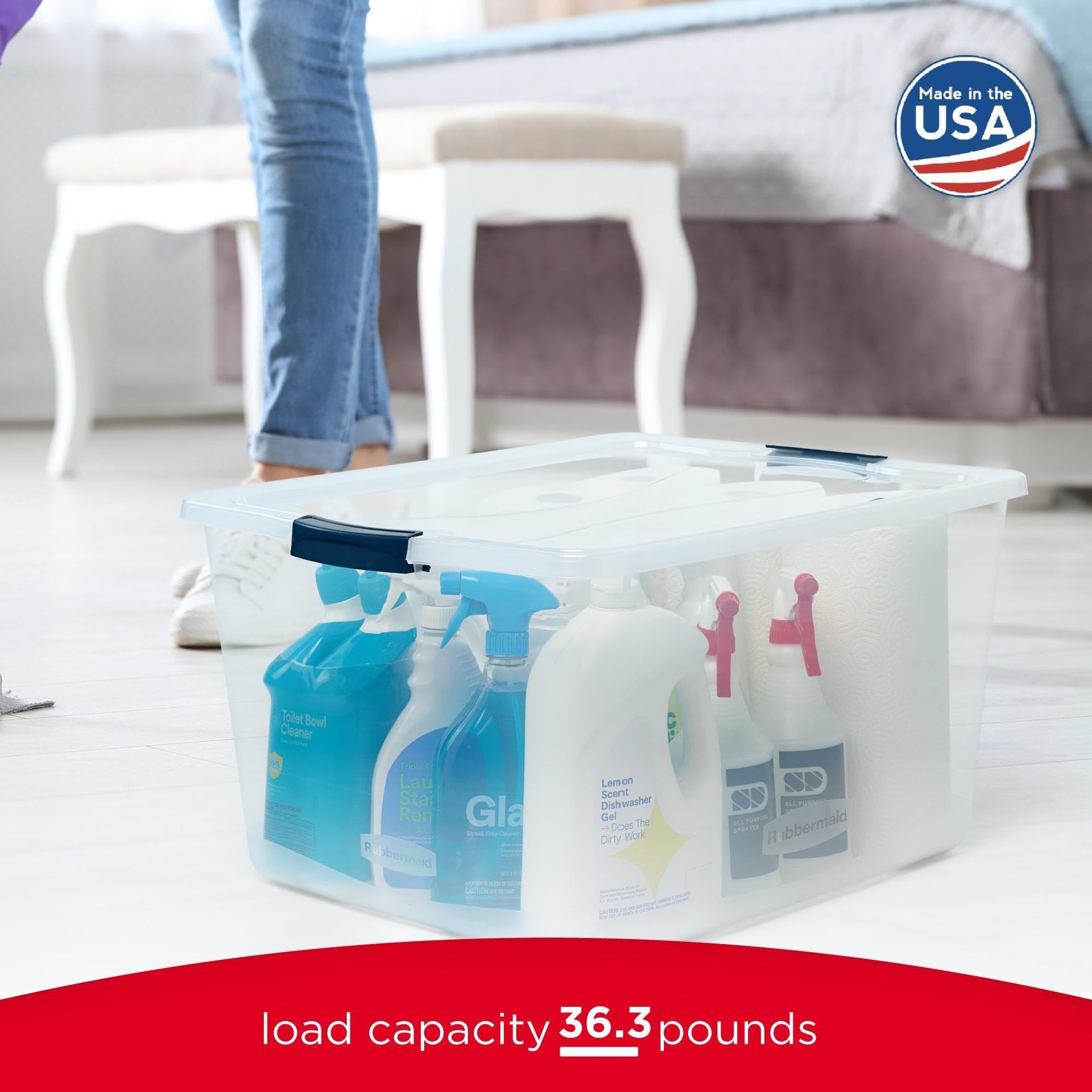 Cleverstore 71 Qt Clear Storage Bins with Lids (4 Count)