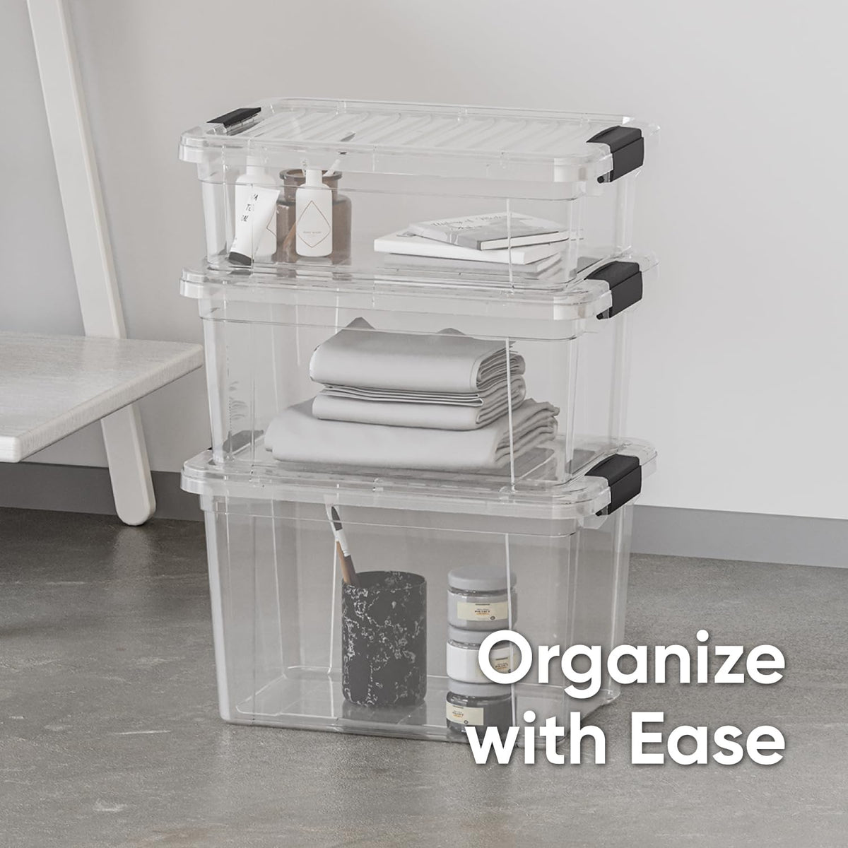 Clear Storage Boxes with Lids (4 Count)