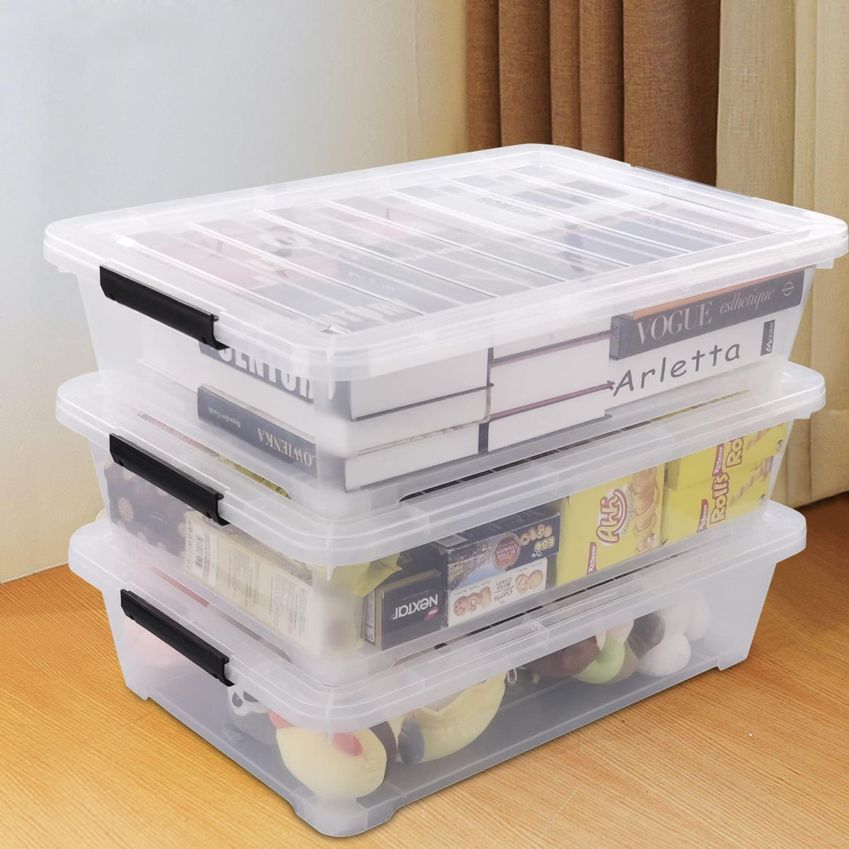 3 Pack 40 Quart Clear Plastic Underbed Container (3 Count)