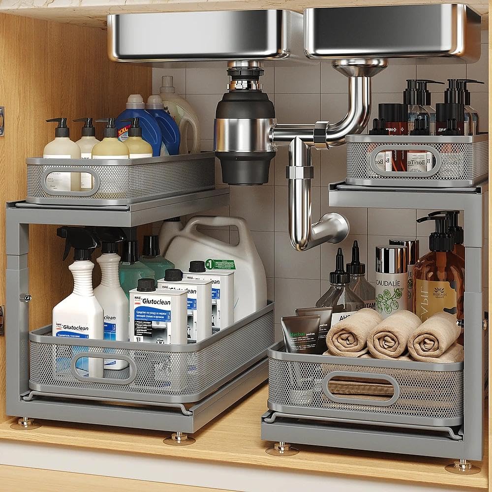 2 Pack Under Sink Storage Organizer with 2 (2 Count)