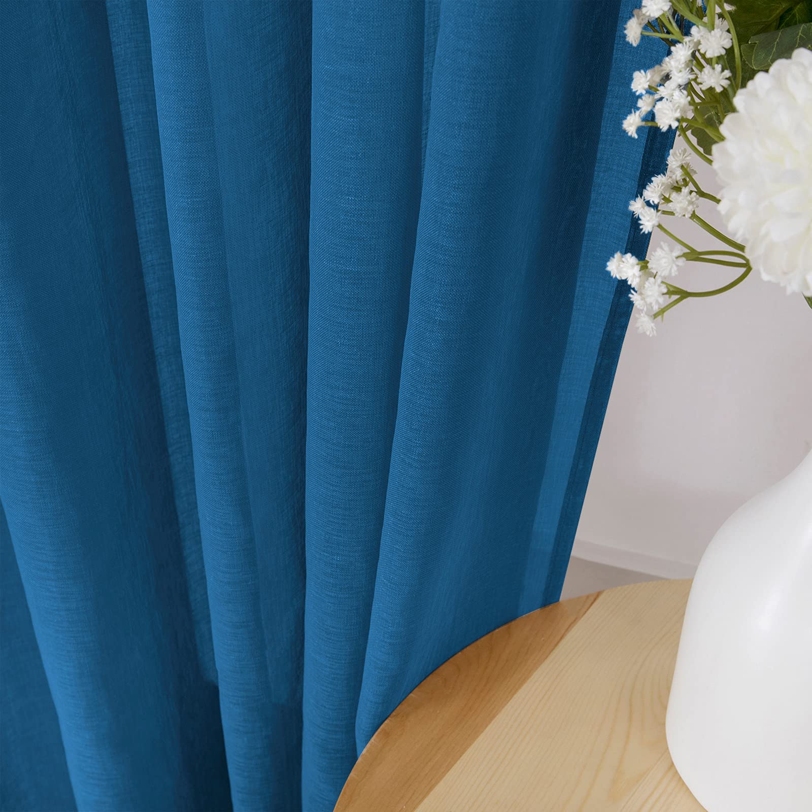 Sheer Tier Curtains Kitchen Linen Textured Half Curtain Sheers Light Filtering Rod Pocket Voile Bathroom Short Curtains for Farmhouse (2 Count)