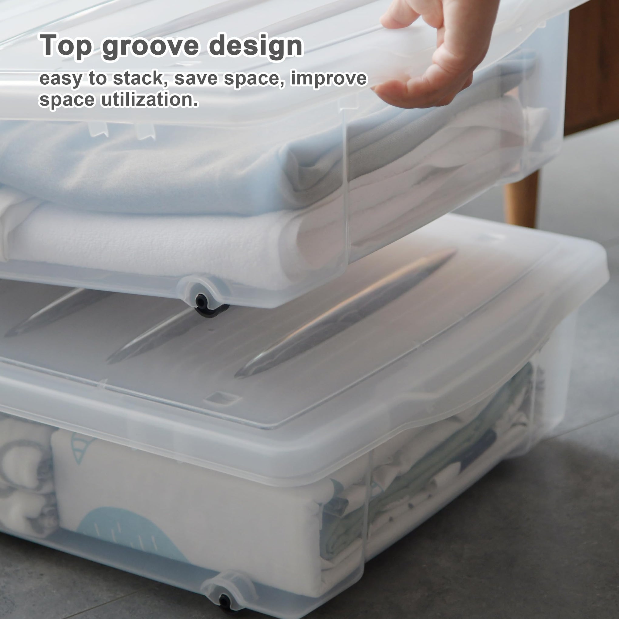 57 QT Plastic Storage Bins with Double (2 Count)
