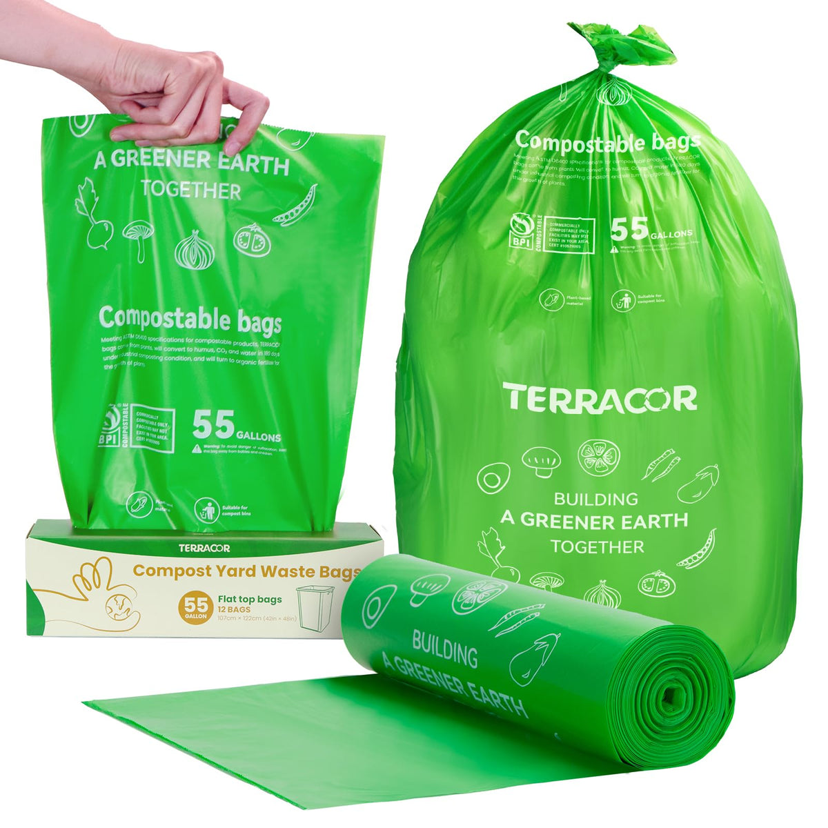 55 60 Gallon Compostable Trash Bags Liners (12 Count)