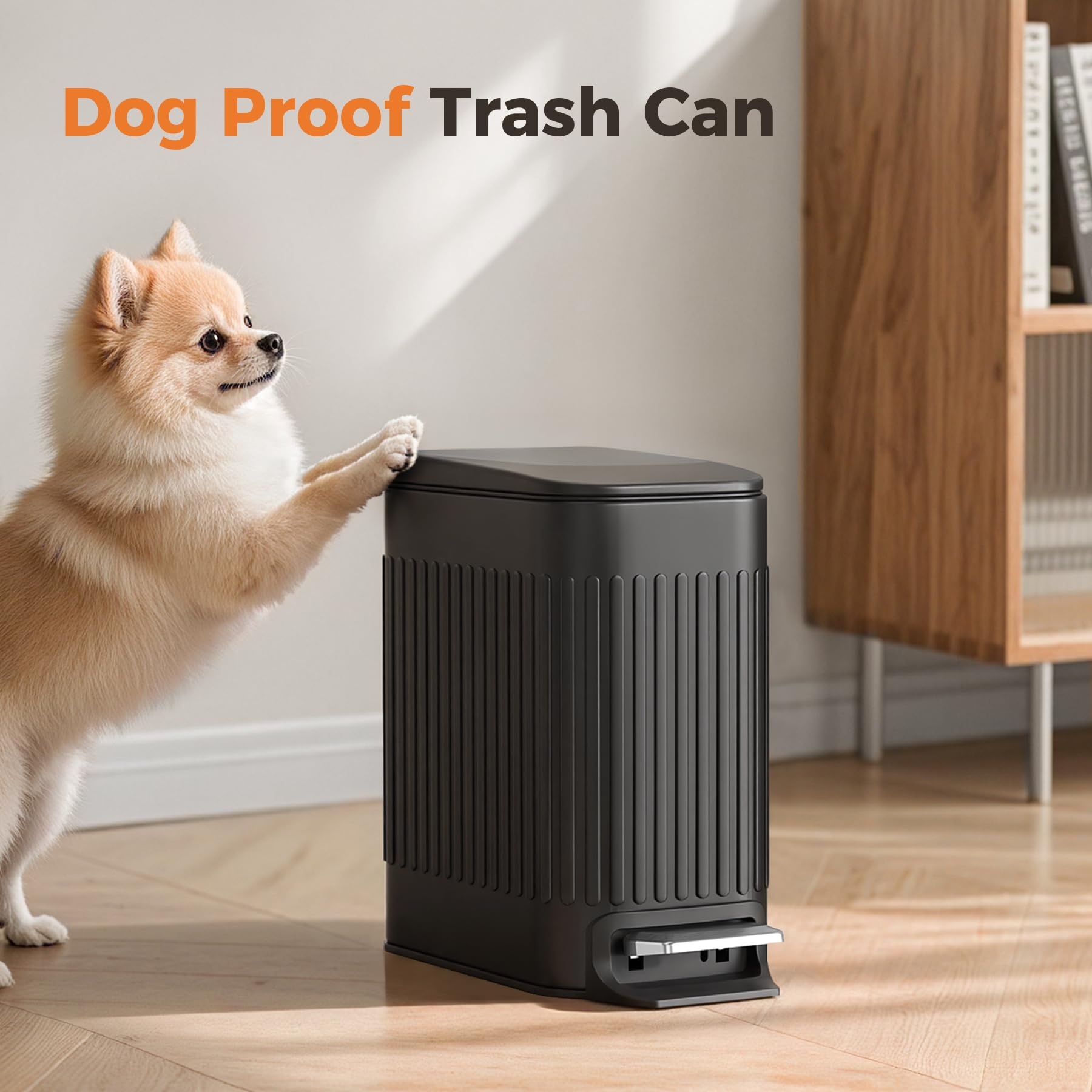 Small Black Bathroom Trash Can with Lid Soft Close & Pedal