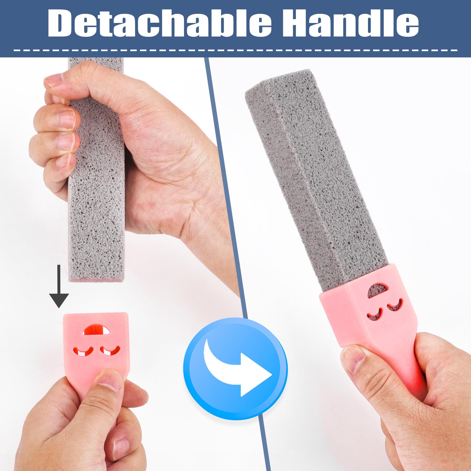 10 Pack Pumice Stone Scouring Sticks with 2 Universal Handles (10 Ounce)