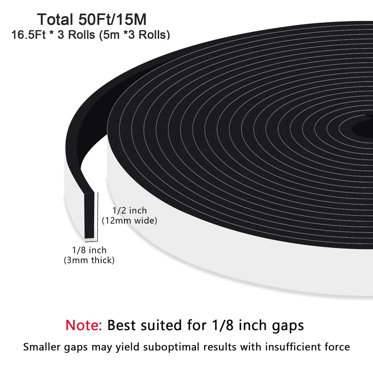 Thin Weather Strip for Narrow Gaps (50 Foot)