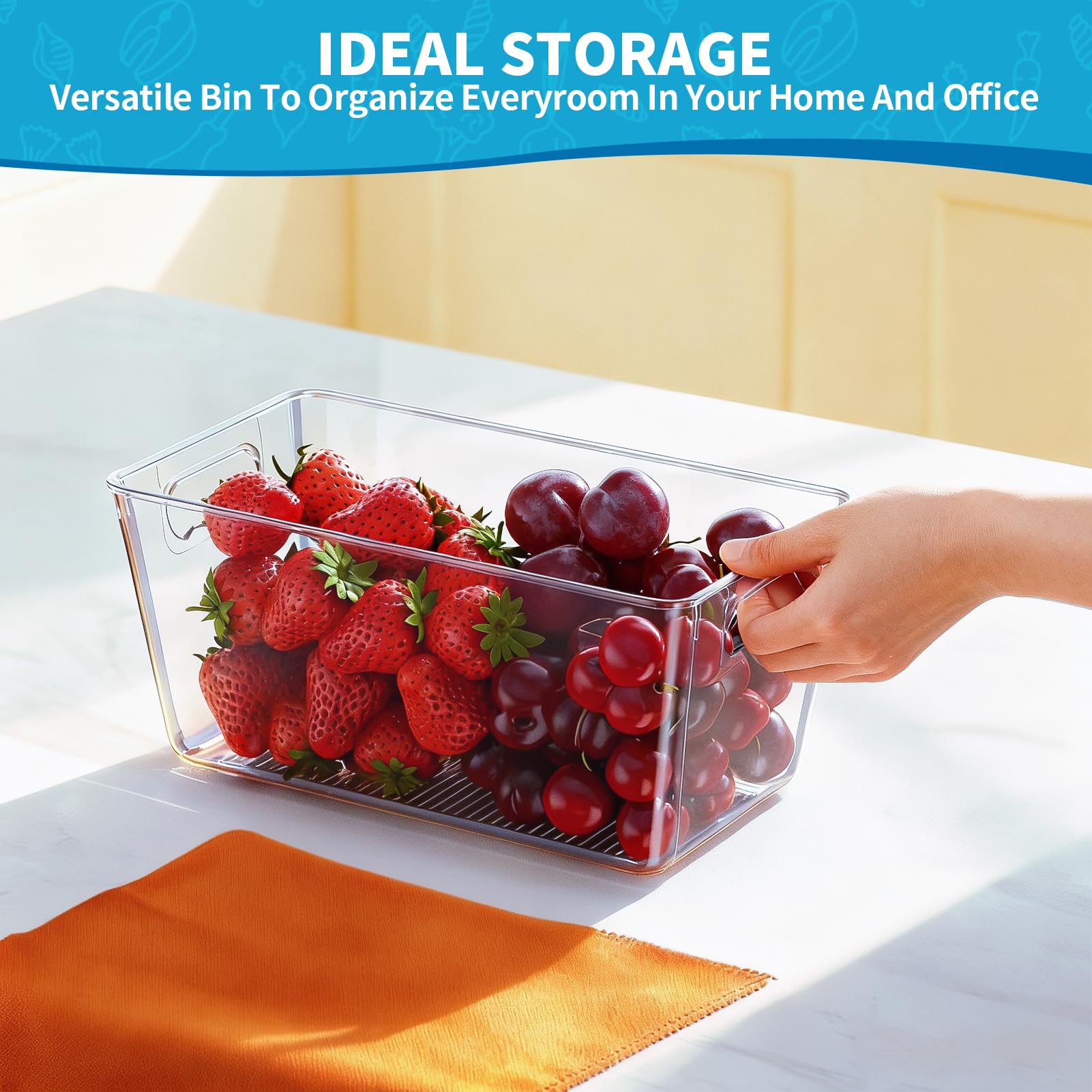 Clear Fridge Organizer Bins with Handles