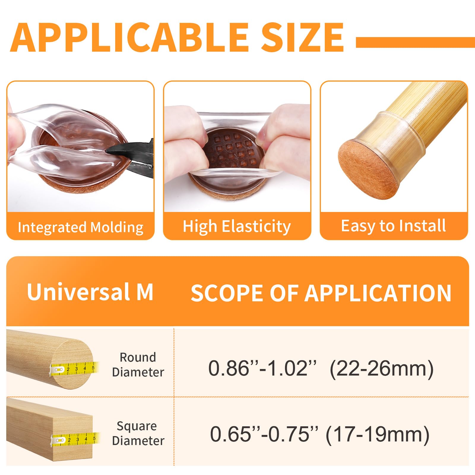 24 Pcs Clear Chair Leg Floor Protectors for Hardwood Floors (24 Count)