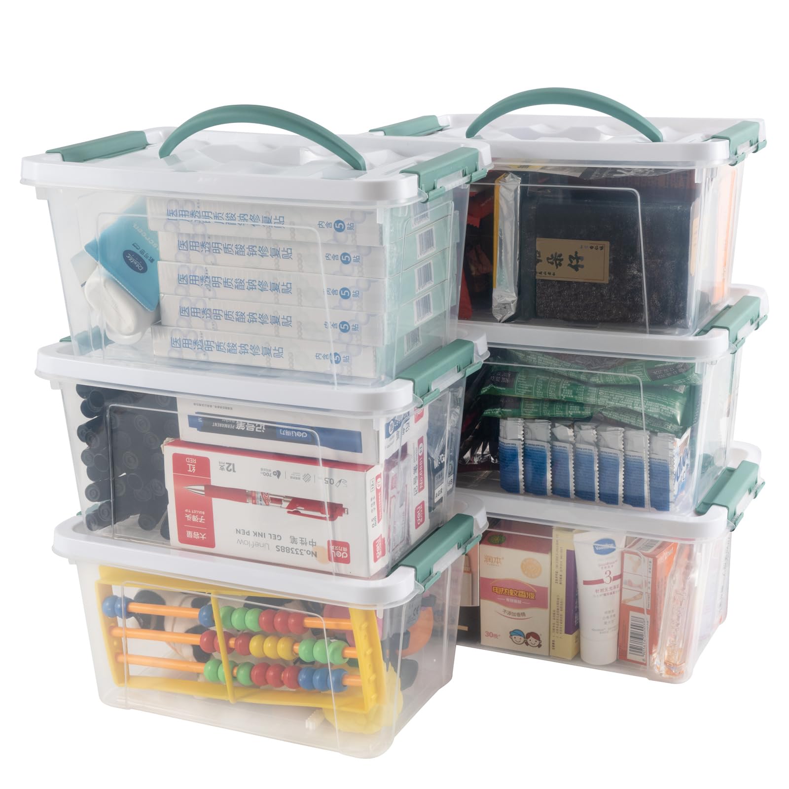 6 Quart Plastic Stackable Storage Latch Bins (6 Count)