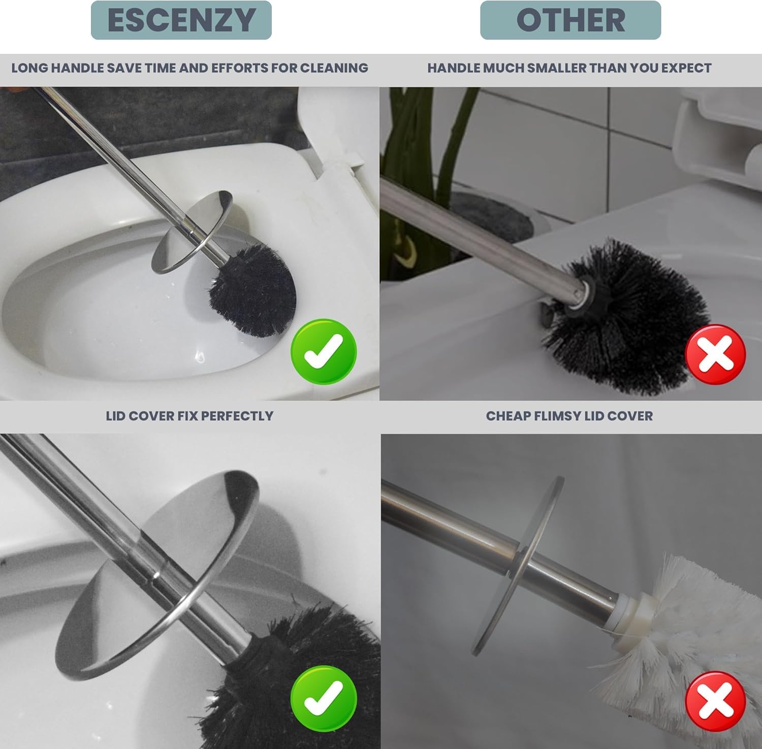 Cute Toilet Brush and Holder Set Mosaic Glass