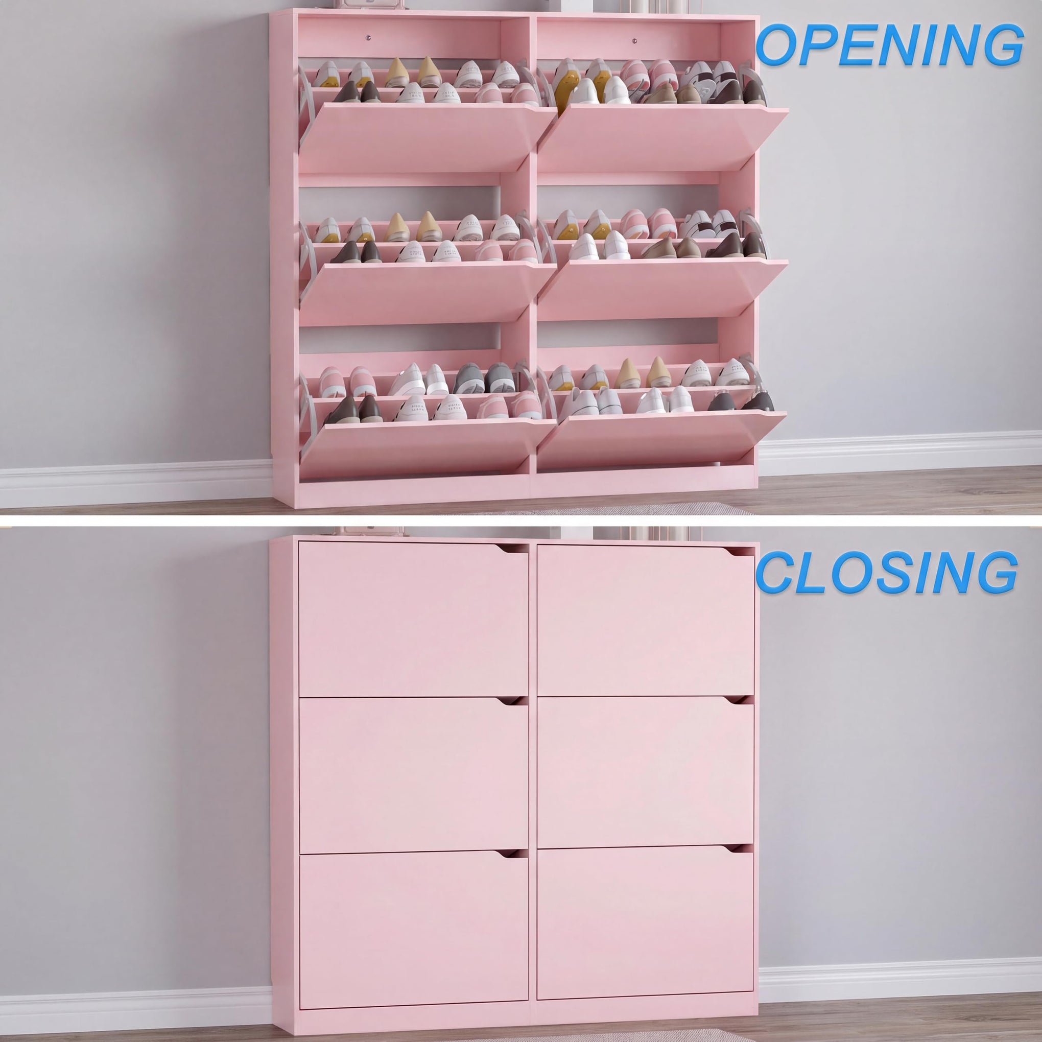Shoe Cabinet with 6 Flip Drawers