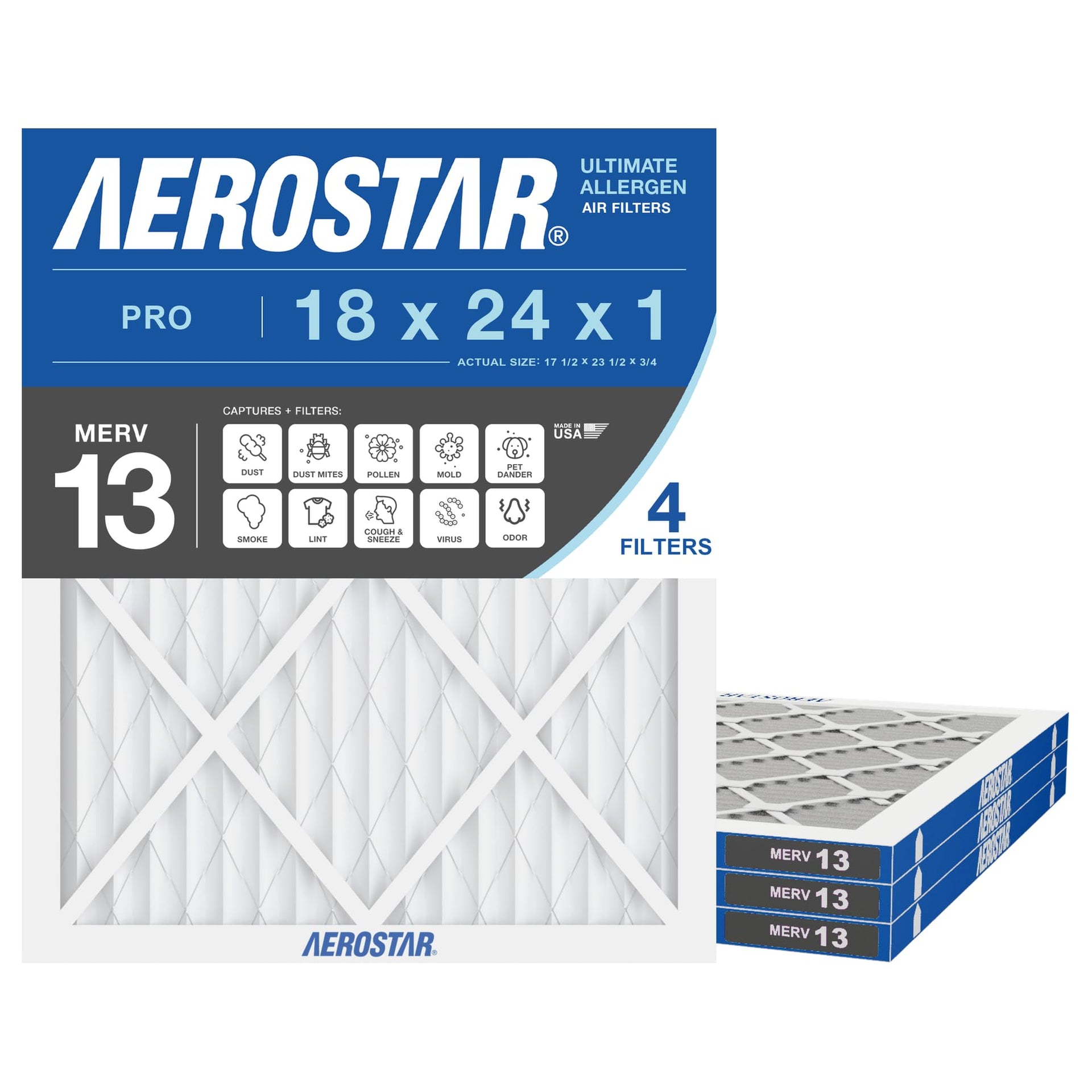 Air Filter 18x24x1 MERV 13 AC Filter (4 Count)