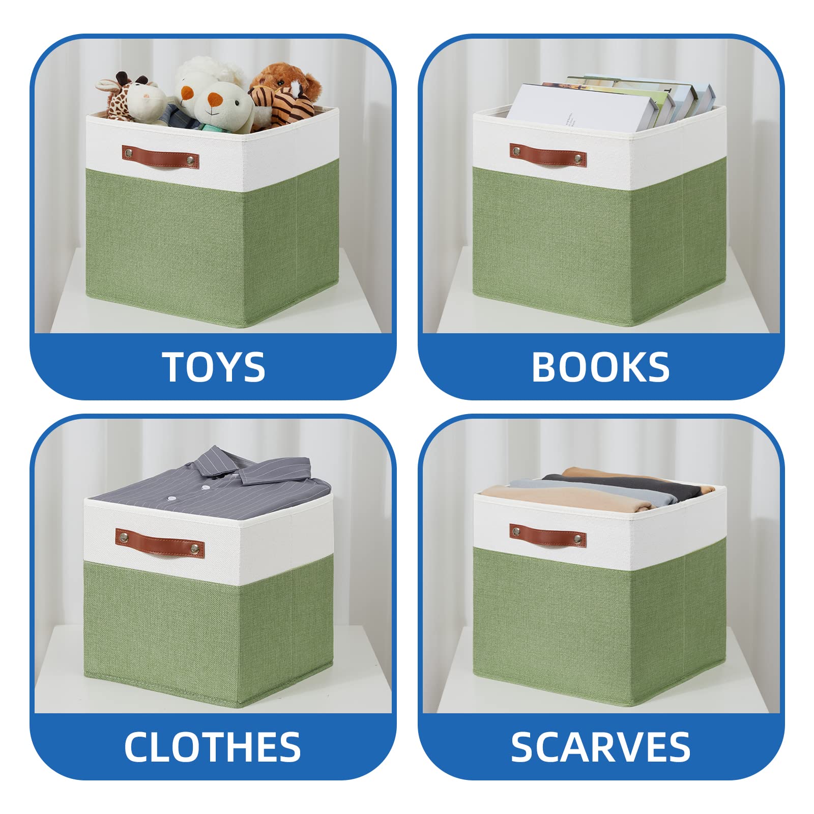 13 Inch Cube Storage Bin 4 Pack Fabric Storage Cubes Fabric Storage Bin for Shelf (4 Count)