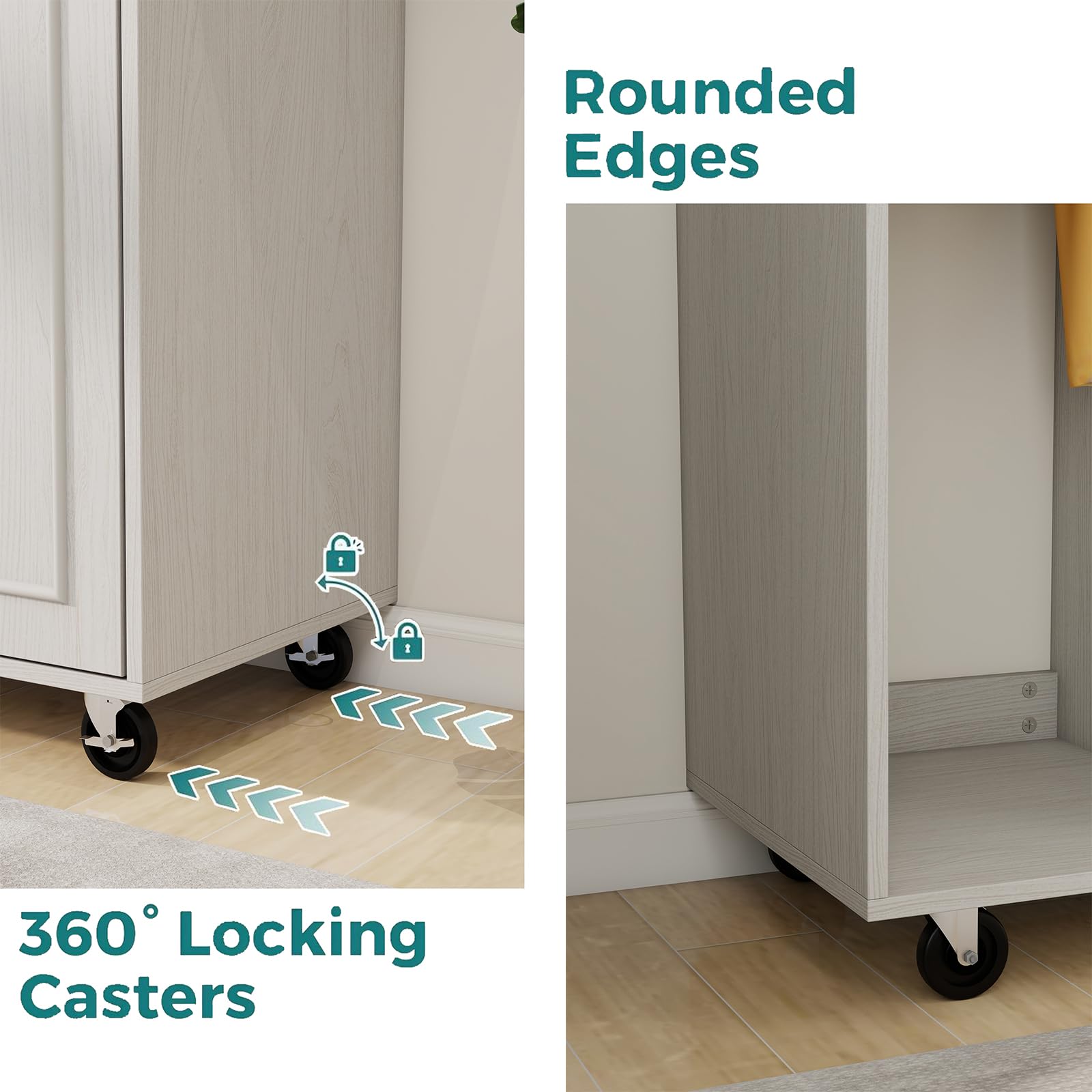 Multipurpose Rolling Ironing Board with Storage Cabinet