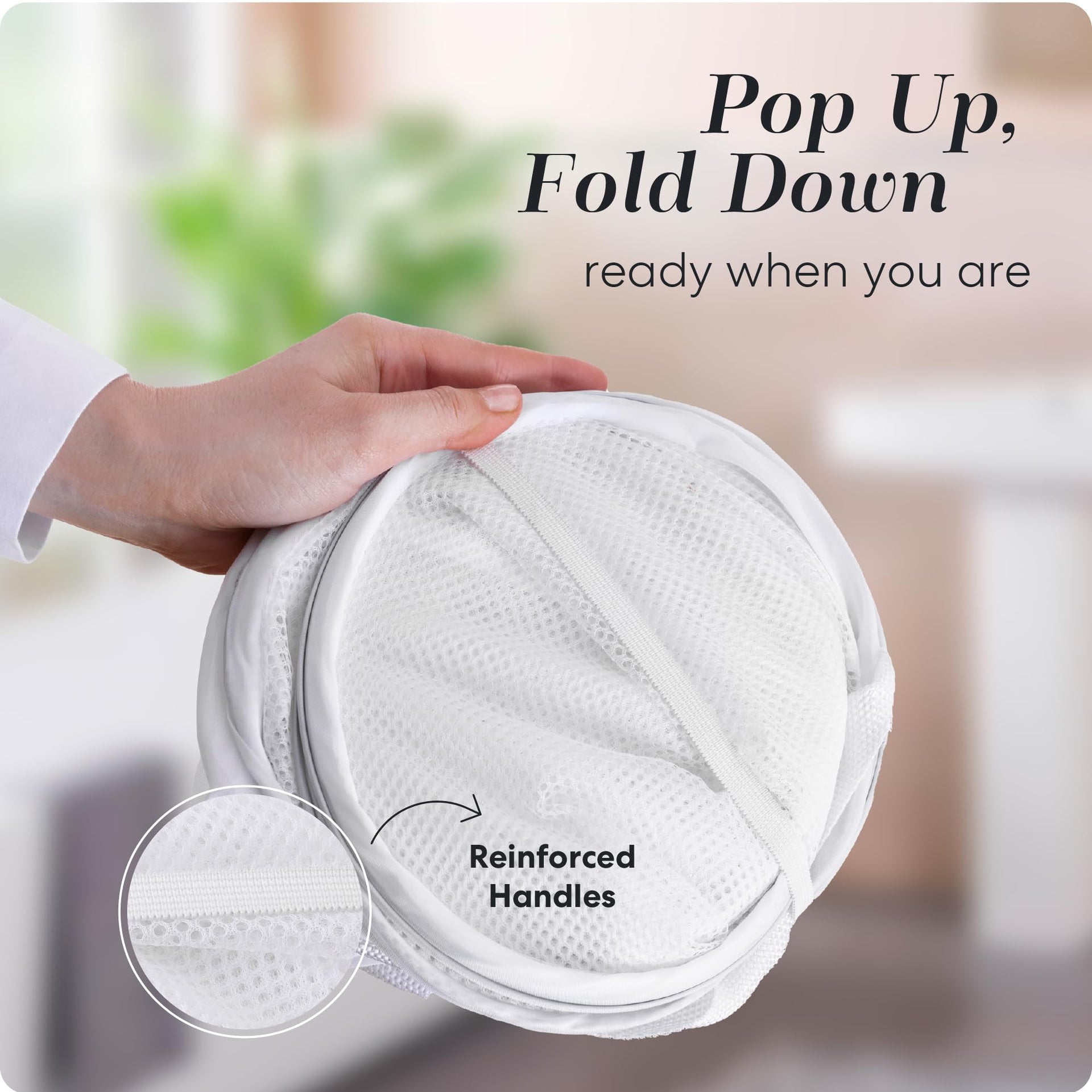 Pop Up Laundry Hamper 71L Sturdy Collapsible Mesh