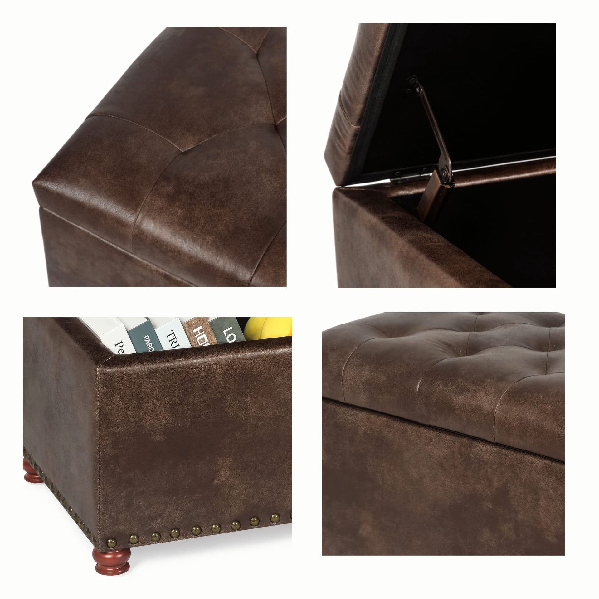 Leather Ottoman with Storage
