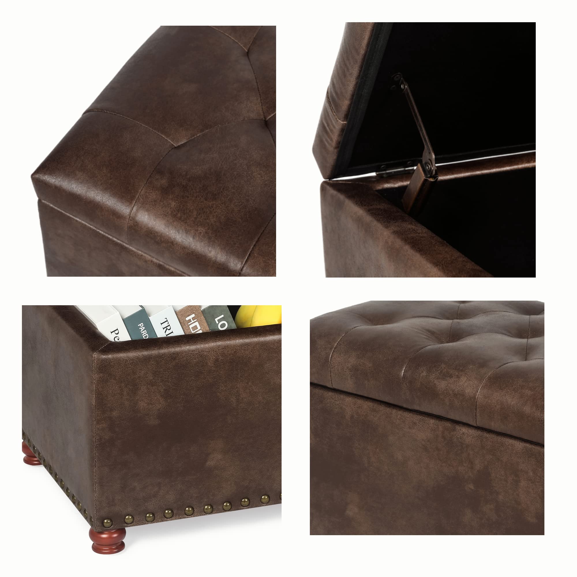 Leather Ottoman with Storage