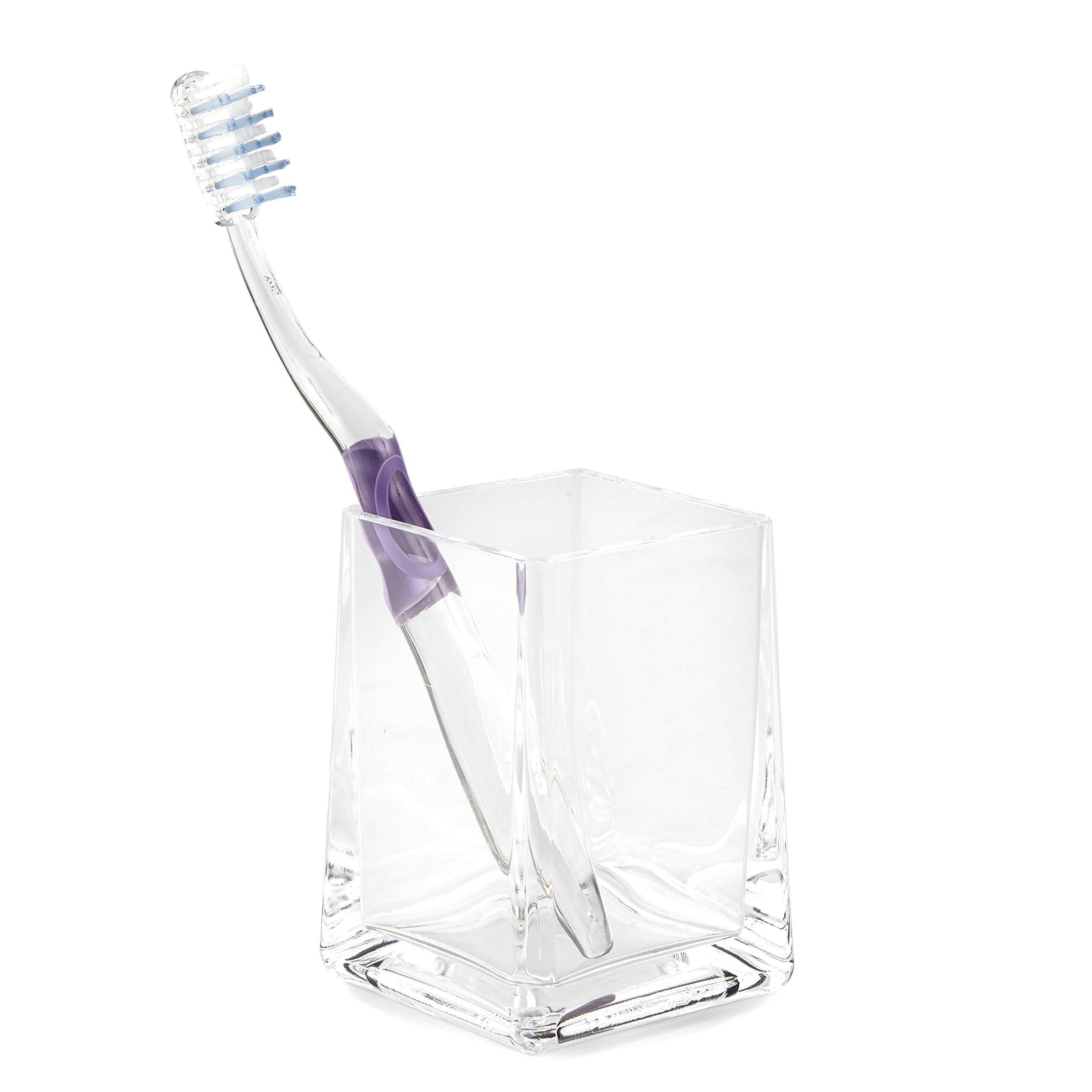 Clear Square Tapered Bathroom Toothbrush Holder