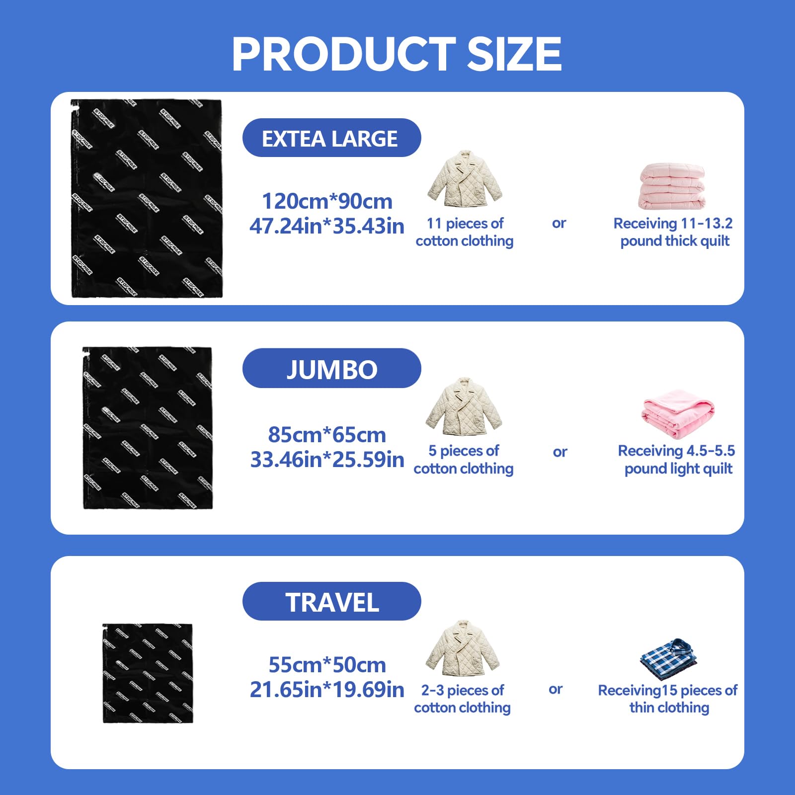15 Pack Fabric Vacuum Storage Bags with Wireless Electric Pump