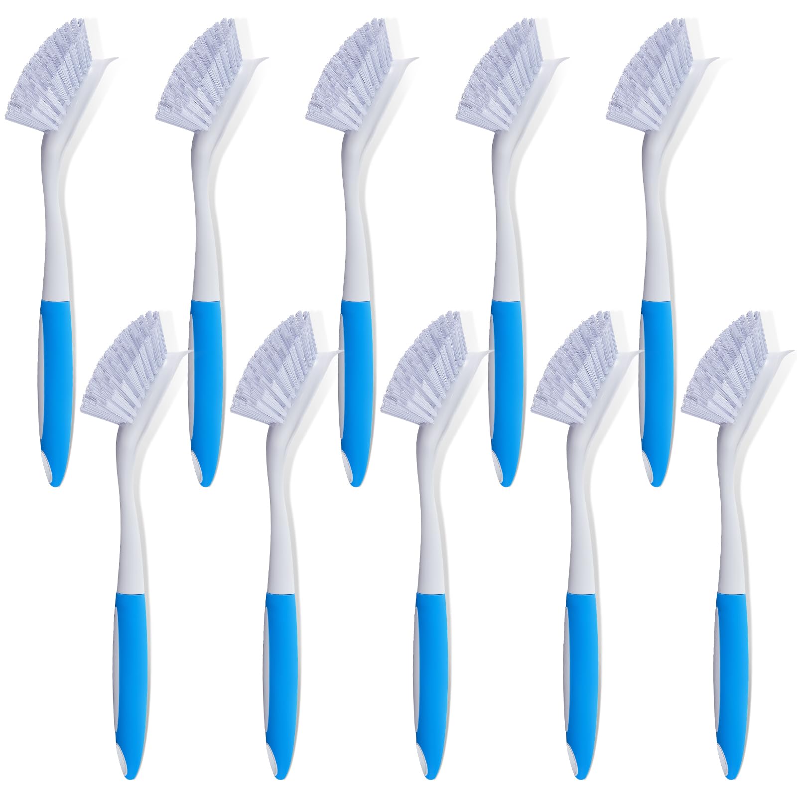 10 Pcs Blue Kitchen Scrub Dish Brush Bulk with 11 Inch Anti Slip Handle Cleaning Dish Scrubber with Stiff Bristles Washing Scrub Brushes for Housekeeping for Pots and Pans
